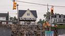 The DuBois sign with four foot tall white letters.