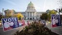 Pennsylvania’s capitol building in Harrisburg on the morning of Election Day. November 3, 2020. Pennsylvania’s capitol building in Harrisburg on the morning of Election Day. November 3, 2020.