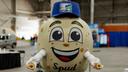 A mascot for PA Cooperative Potato Growers poses at the 2023 PA Farm Show.
