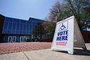 A voting location sign is displayed outside Allentown Public Library in Lehigh County, Pennsylvania. A voting location sign is displayed outside Allentown Public Library in Lehigh County, Pennsylvania.