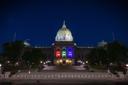 The PA Capitol lit up for Pride Month in 2022. The PA Capitol lit up for Pride Month in 2022.