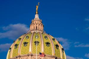 The dome of the Pennsylvania Capitol building in Harrisburg.