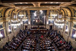 Pennsylvania lawmakers took the oath of office in the Capitol in Harrisburg, PA in 2021. They will do so again soon.