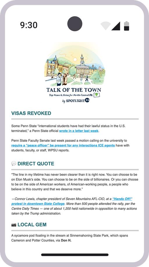 Screenshot of the newsletter on a mobile device Screenshot of the newsletter on a mobile device