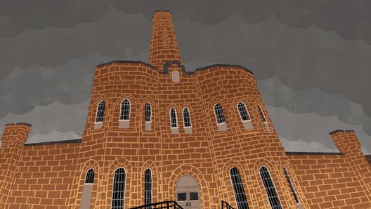 An illustration of Blair County Prison with gray clouds in the background. An illustration of Blair County Prison with gray clouds in the background.