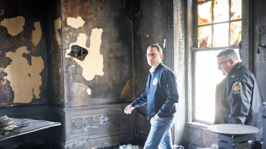 Gov. Josh Shapiro tours the governor’s residence after an April 2025 arson attack. Gov. Josh Shapiro tours the governor’s residence after an April 2025 arson attack.