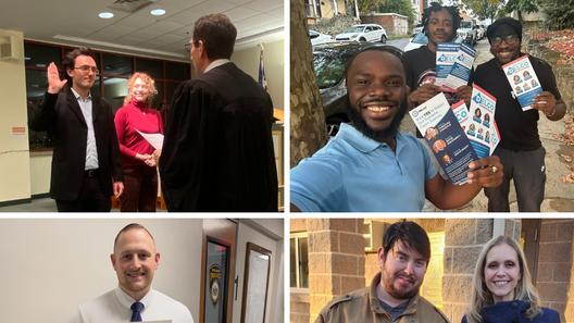 Clockwise from top left: Mayors Sam Bigham (Carnegie), Joar Dahn (Darby), Dylan Stevens (Westover), and Matt Zechman (Cleona). Clockwise from top left: Mayors Sam Bigham (Carnegie), Joar Dahn (Darby), Dylan Stevens (Westover), and Matt Zechman (Cleona).