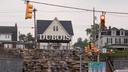 The DuBois sign with four foot tall white letters.