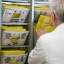 Workers sort mail ballots on Nov. 5, 2024, at Northampton County Courthouse in Easton, Pennsylvania.