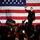 Elon Musk speaks as part of a campaign town hall in support of Republican presidential nominee former President Donald Trump in Folsom, PA.