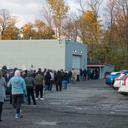 Voters stand in line at Belle Valley Fire Department in Erie County waiting to vote in person on Nov. 3, 2020.