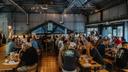 The crowd at "Clink and Think" Quiz Bash Fundraiser on Sept. 15, 2024, at Axemann Brewery in Bellefonte.