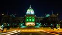 The Pennsylvania Capitol in Harrisburg was lit green in 2016 to celebrate the passage of medical marijuana.