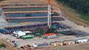 Aerial view of a natural gas drilling operation in Pennsylvania.