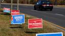 Campaign signs are displayed along Hellertown Road in Bethlehem, Northampton County, Pennsylvania.