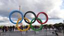 The Olympic rings in Paris, France.