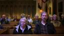 Pat, left, and Joe Weaver sit in meditation during a weekly "Contemplative Citizenship" service at St. James Episcopal Church in Lancaster, PA.