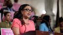 State Rep. Gina Curry (D., Delaware) speaks at a 2023 news conference on maternal health.