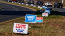 Campaign signs are displayed along Hellertown Road in Bethlehem, Northampton County, Pennsylvania.