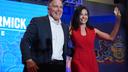 Dave McCormick, left, arrives to speak with his wife, Dina Powell, during an election night watch party, Wednesday, Nov. 6, 2024, in Pittsburgh.