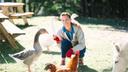 Karen Phillips and friends at Hope Haven Farm Sanctuary in Allegheny County.