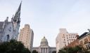 The view of the Pennsylvania Capitol in Harrisburg from State Street.