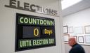 A sign displayed in the hallway at Northampton County Courthouse in Easton, Pennsylvania, on primary Election Day 2024.