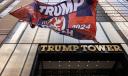 A Trump 2024 flag is raised outside of Trump Tower on July 14, 2024, in New York.