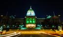 The Pennsylvania Capitol in Harrisburg was lit green in 2016 to celebrate the passage of medical marijuana.