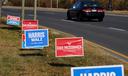 Campaign signs are displayed along Hellertown Road in Bethlehem, Northampton County, Pennsylvania.