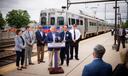 State Sen. Frank Farry (center) spoke at a May news conference to support more funding for SEPTA.