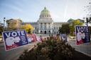 Pennsylvania’s capitol building in Harrisburg on the morning of Election Day. November 3, 2020. Pennsylvania’s capitol building in Harrisburg on the morning of Election Day. November 3, 2020.