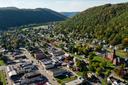 Emporium, the county seat of Cameron County, Pennsylvania, as seen from above.