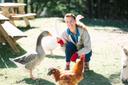 Karen Phillips and friends at Hope Haven Farm Sanctuary in Allegheny County.