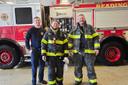 Reading Fire Department Lt. Rebecca Zentmyer, center, with two colleagues. Reading Fire Department Lt. Rebecca Zentmyer, center, with two colleagues.