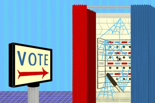 An illustration reflects an outdated provision of Pennsylvania's Election Code that applies to lever-action voting machines that haven’t been used in nearly two decades.