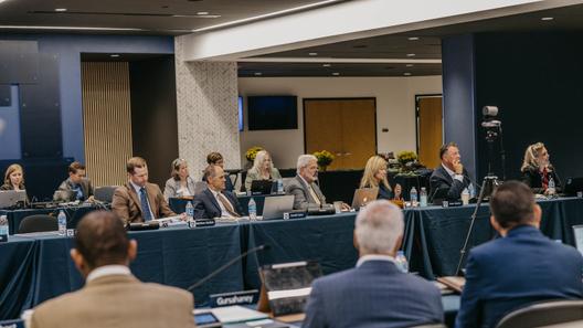 Penn State trustees attend the board's public meeting on Sept. 12, 2025, in the 1855 Room the Bryce Jordan Center on Penn State’s University Park campus. Penn State trustees attend the board's public meeting on Sept. 12, 2025, in the 1855 Room the Bryce Jordan Center on Penn State’s University Park campus.