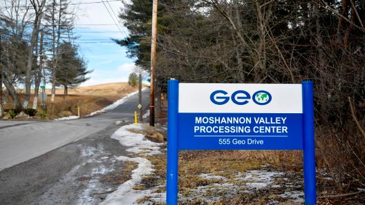 The sign for the GEO Group Moshannon Valley Processing Center, immigration detention facility in Clearfield County. The sign for the GEO Group Moshannon Valley Processing Center, immigration detention facility in Clearfield County.
