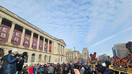 About 200 people protested outside Gov. Josh Shapiro’s book event at the Free Library of Philadelphia on Jan. 24, 2026, calling for Shapiro to adopt stricter policies against collaboration with ICE. About 200 people protested outside Gov. Josh Shapiro’s book event at the Free Library of Philadelphia on Jan. 24, 2026, calling for Shapiro to adopt stricter policies against collaboration with ICE.
