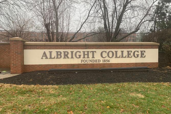 An exterior sign for Albirght College