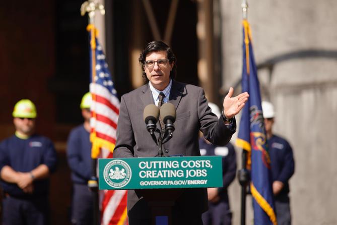 Pennsylvania Consumer Advocate Patrick Cicero speaks at a March 2024 event in Harrisburg.