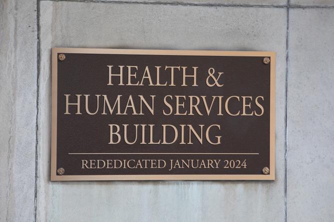 A placard outside the Pennsylvania Health & Human Services building in Harrisburg A placard outside the Pennsylvania Health & Human Services building in Harrisburg