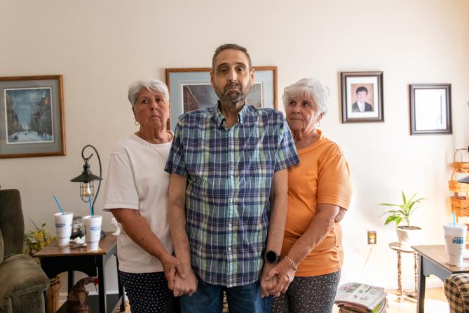 Troy Geiter stands next to his mother, Dorothy Long, left, and aunt, Carol Waltman, right.