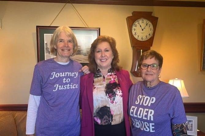 Lynn Fiedler, state Sen. Lynda Schlegel Culver, and registered nurse Kim Rigel in the state Capitol.