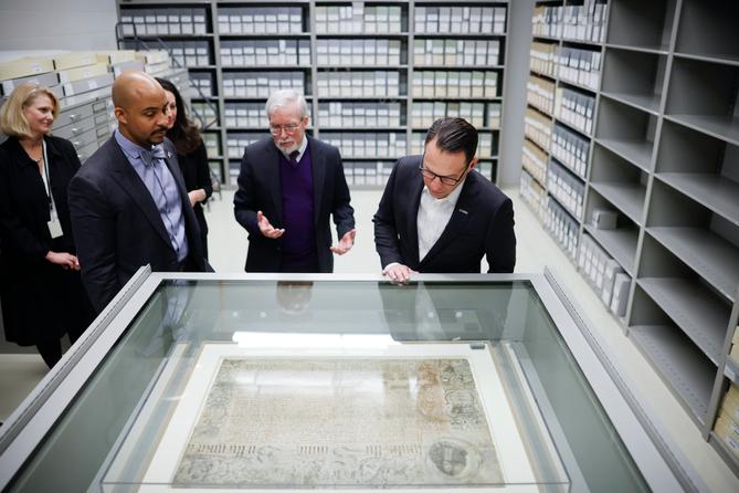 Gov. Josh Shapiro joined Pennsylvania Historical & Museum Commission officials at the State Archives building in 2023. Gov. Josh Shapiro joined Pennsylvania Historical & Museum Commission officials at the State Archives building in 2023.