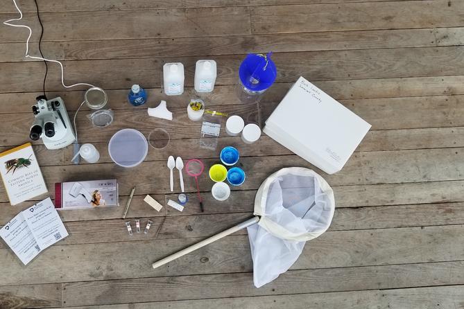 An assortment of equipment given to volunteers around Pennsylvania to catch and identify bee species.