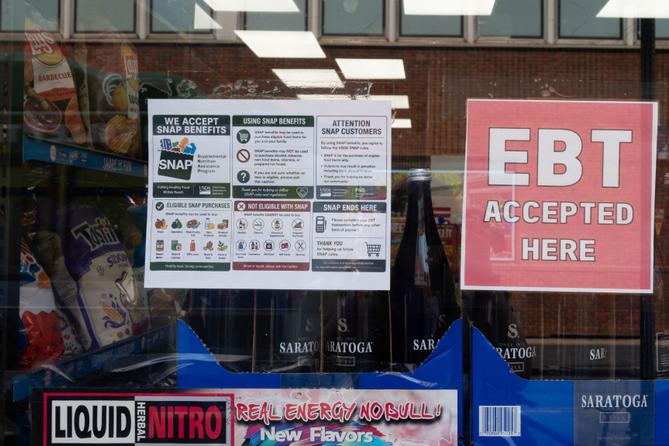 A sign at a store in Downtown Pittsburgh on Monday, July 27, 2026 indicating the business accepts SNAP cards. A sign at a store in Downtown Pittsburgh on Monday, July 27, 2026 indicating the business accepts SNAP cards.