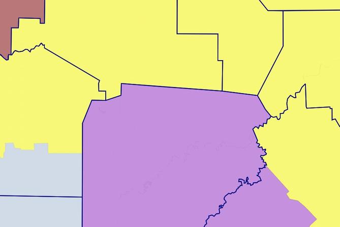 Proposed District 35 (pictured in purple) keeps two counties whole while only splitting the third county once. The Princeton Gerrymandering Project gave the map an A grade for its minimal county splits.