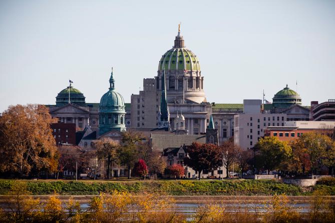 Pennsylvania’s state Capitol building in Harrisburg, seen on Election Day 2022, will be home to new lawmakers in January.