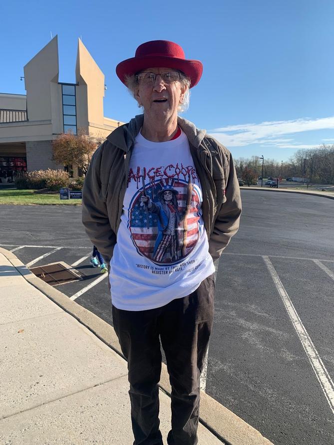 Gregory Stoner, 68, stands outside his polling place in Cumberland County.